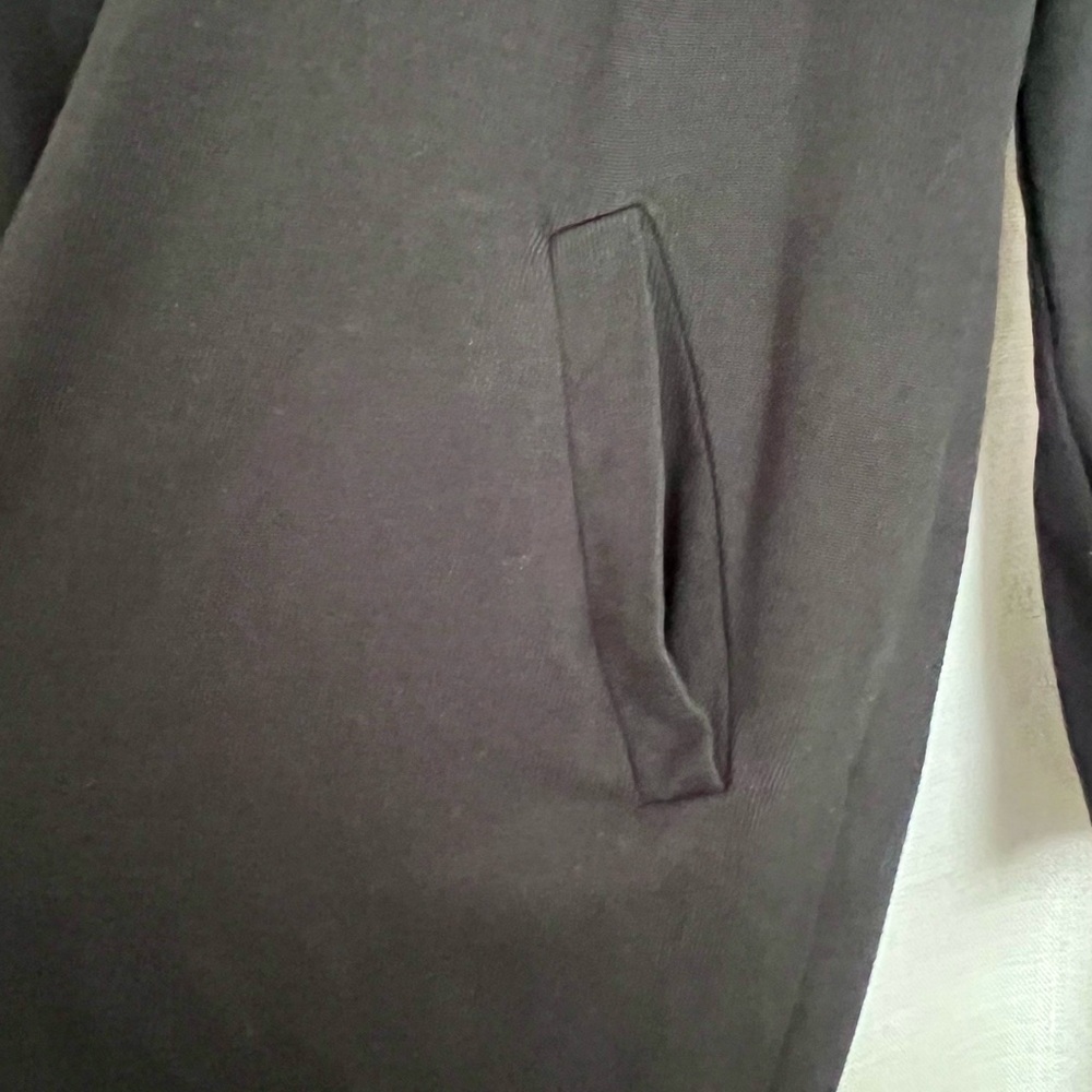 Black Open Front Longline Cardigan Duster with Pockets Size L - Picture 3 of 4